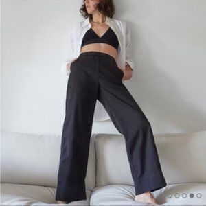 NWT: Everlane Black Cotton Blend Elastic Waist Twill The Easy Pant Size 12 NEW